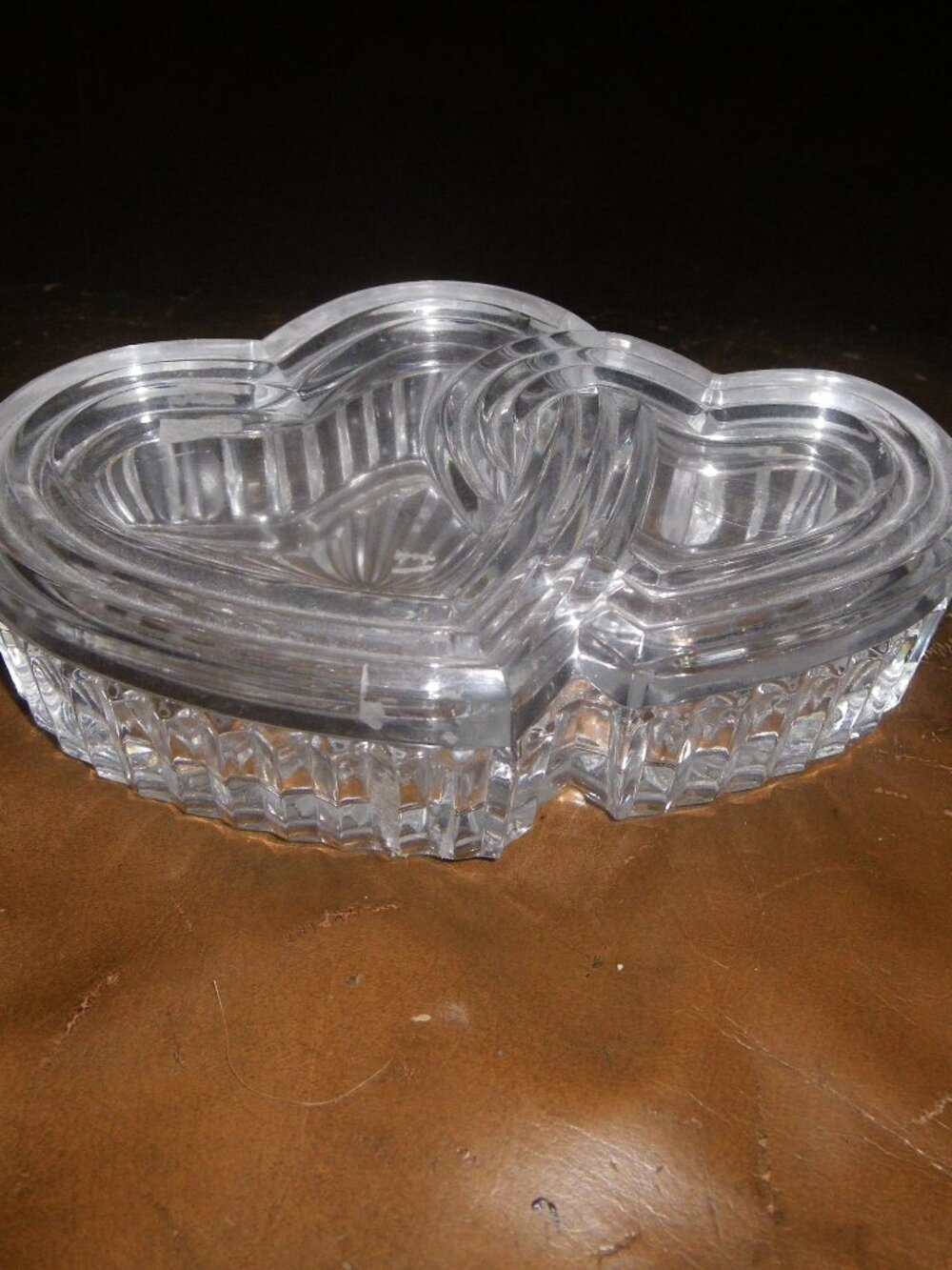 Vintage Small Crystal Interlocking Hearts Jewelry Trinket Knick Knack Box